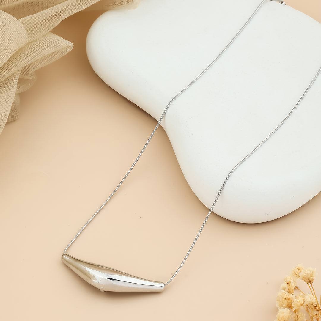 Silver plated western minimal locket neck chain