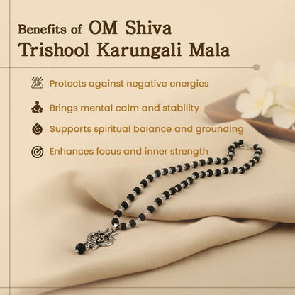 OM Shiva Trishool Karungali Mala (With Certificate)