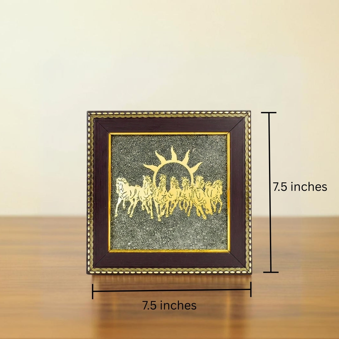 7 Horses Pyrite Frame for Vaastu