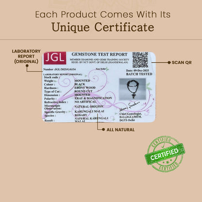 OM Shiva Trishool Karungali Mala (With Certificate)
