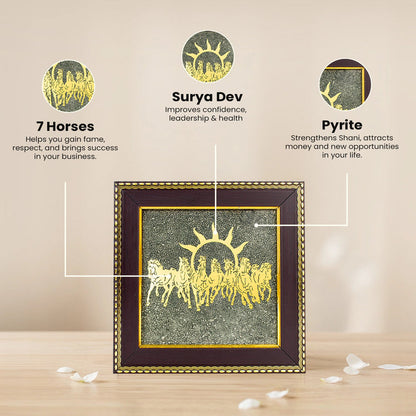 7 Horses Pyrite Frame for Vaastu