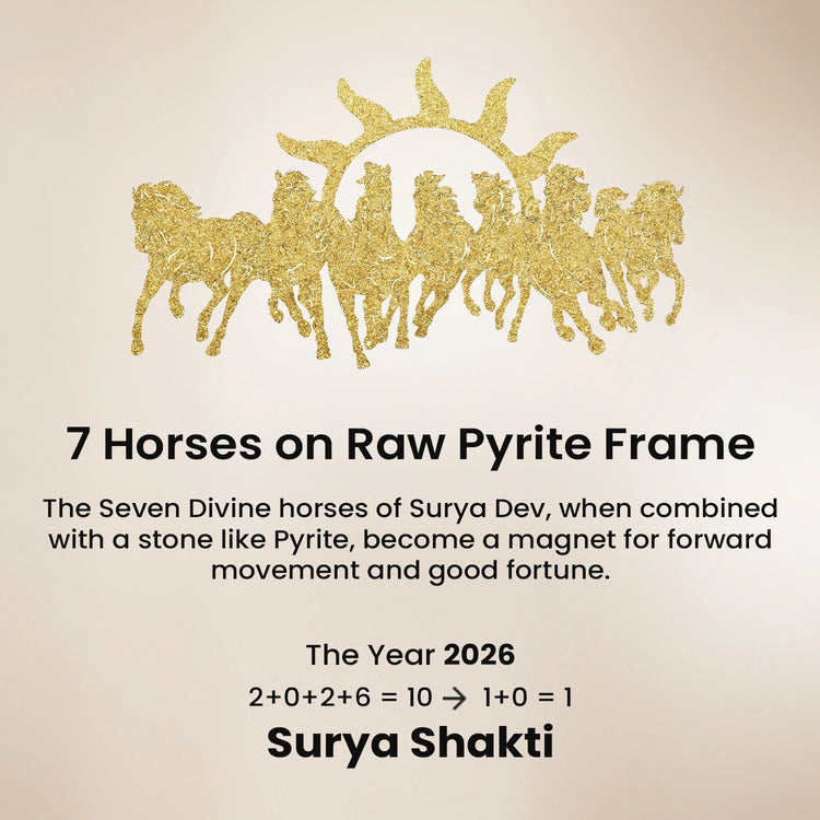 7 Horses Pyrite Frame for Vaastu