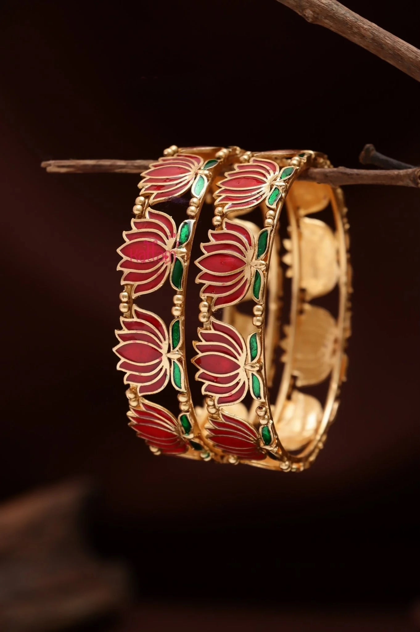 Enamel Lotus Bangle (Pair)