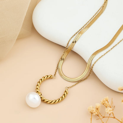 Magic Pearl locket chain with Snake chain