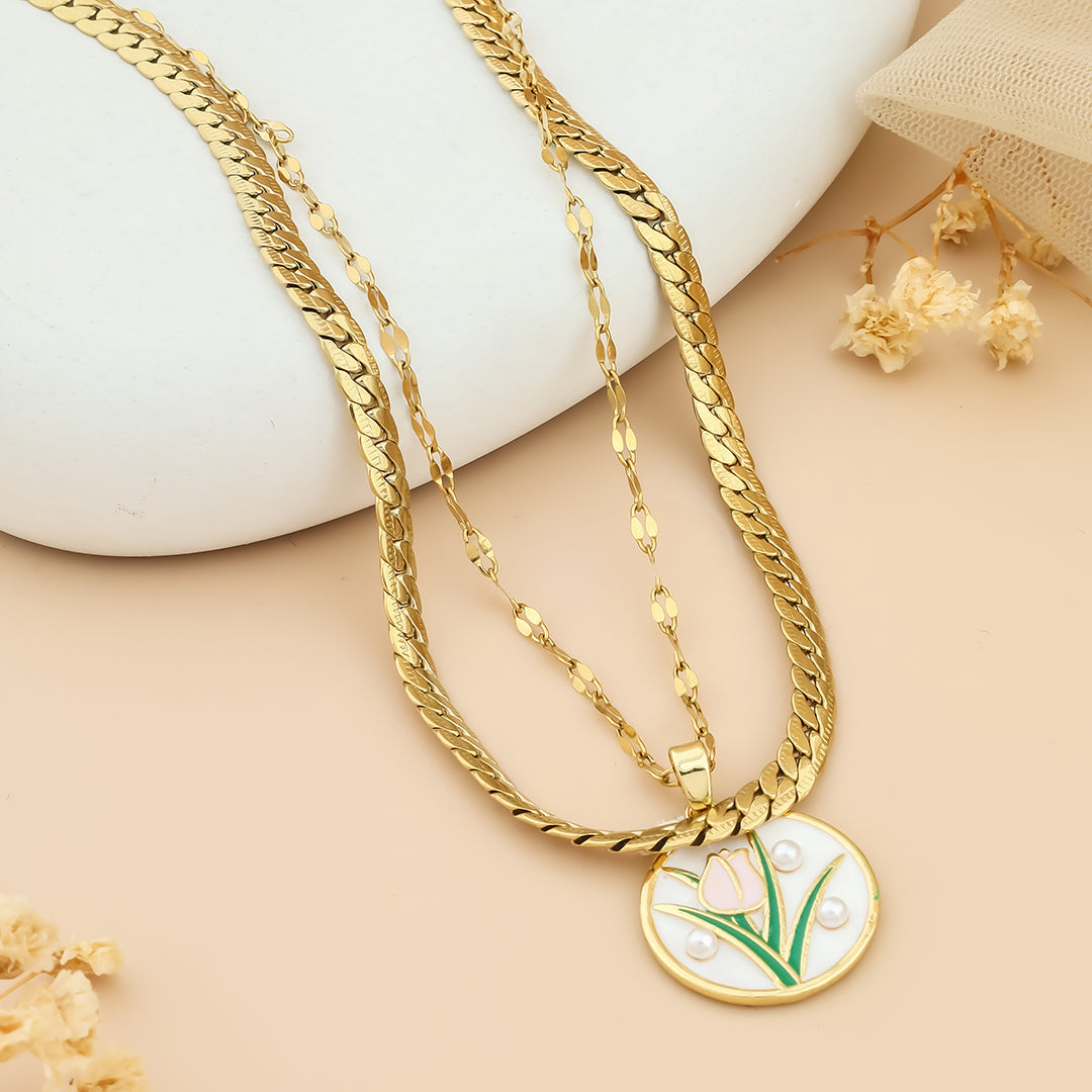 Pure Locket Chain Growing Rose locket chain with classic link chain – TIARA JEWELS
