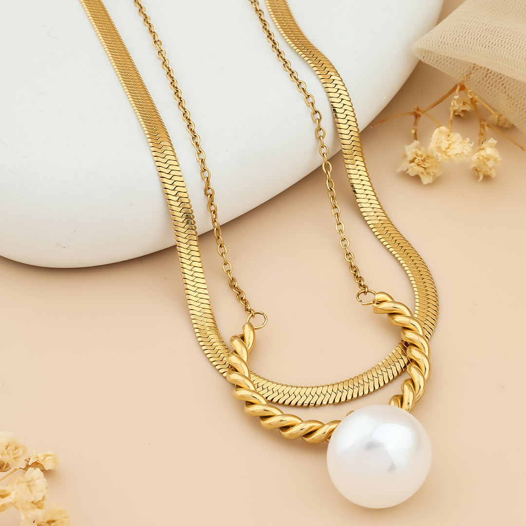 Magic Pearl locket chain with Snake chain