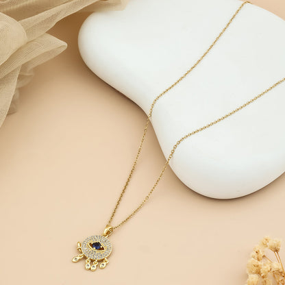 White Glittery Blue stone pendant chain