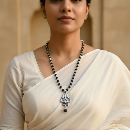 OM Shiva Trishool Karungali Mala (With Certificate)