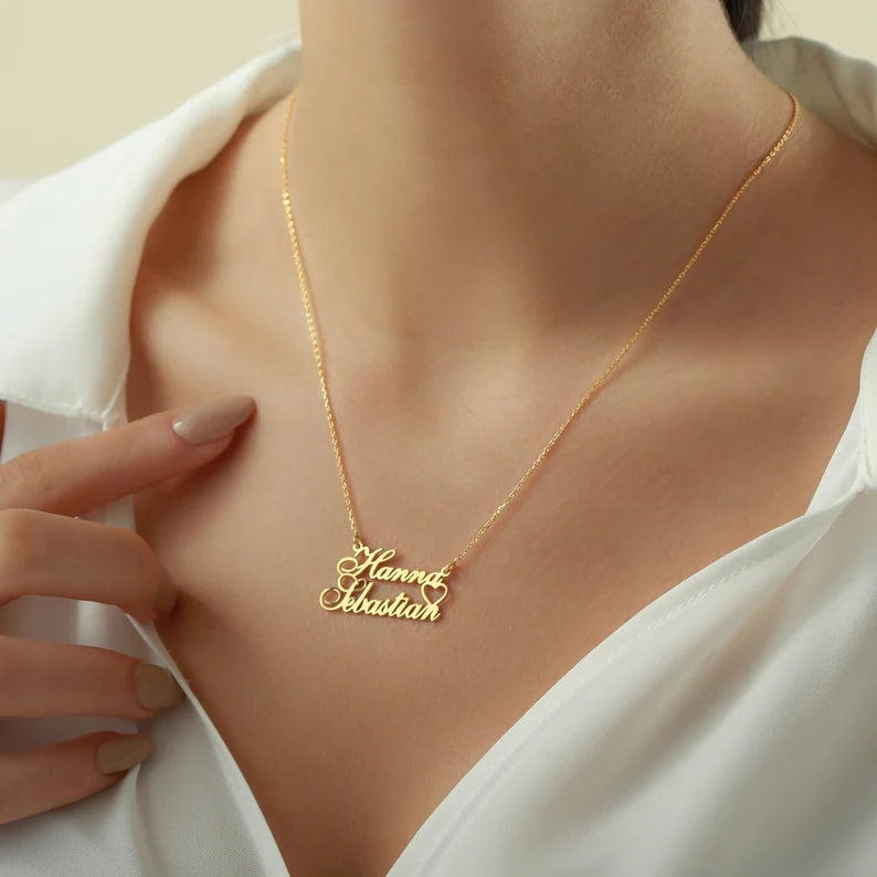 Gold chain with couple name clearance