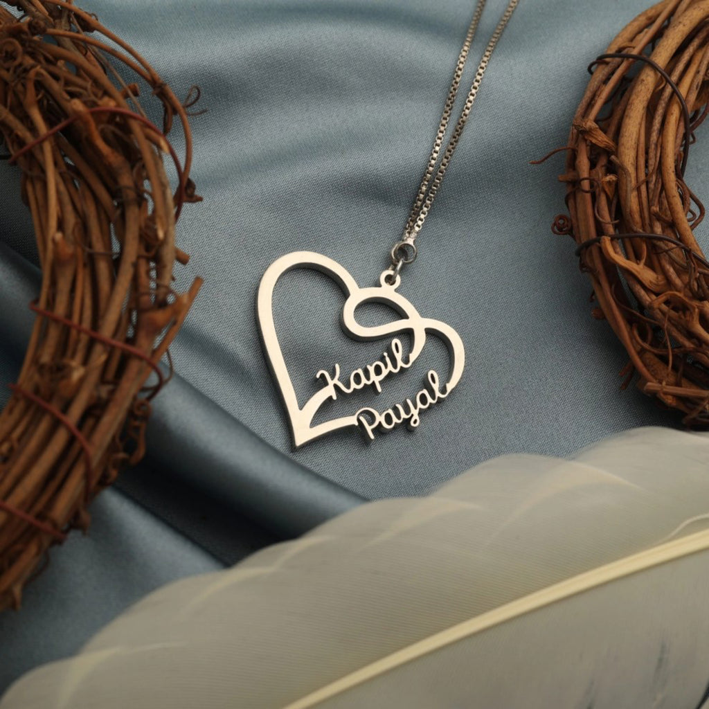 Heart Vishal Name Locket Charm Necklace Anmol Name Locket Nitin